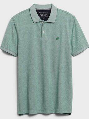 Men's Polo Shirt in Sage Green with Contrast Collar